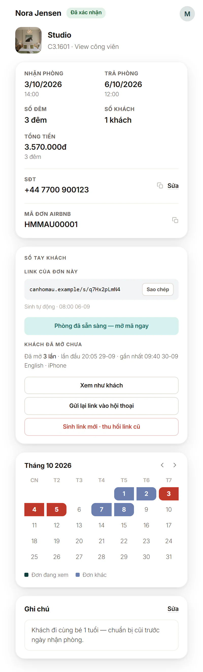Khung bên phải của một hội thoại đã gắn đơn