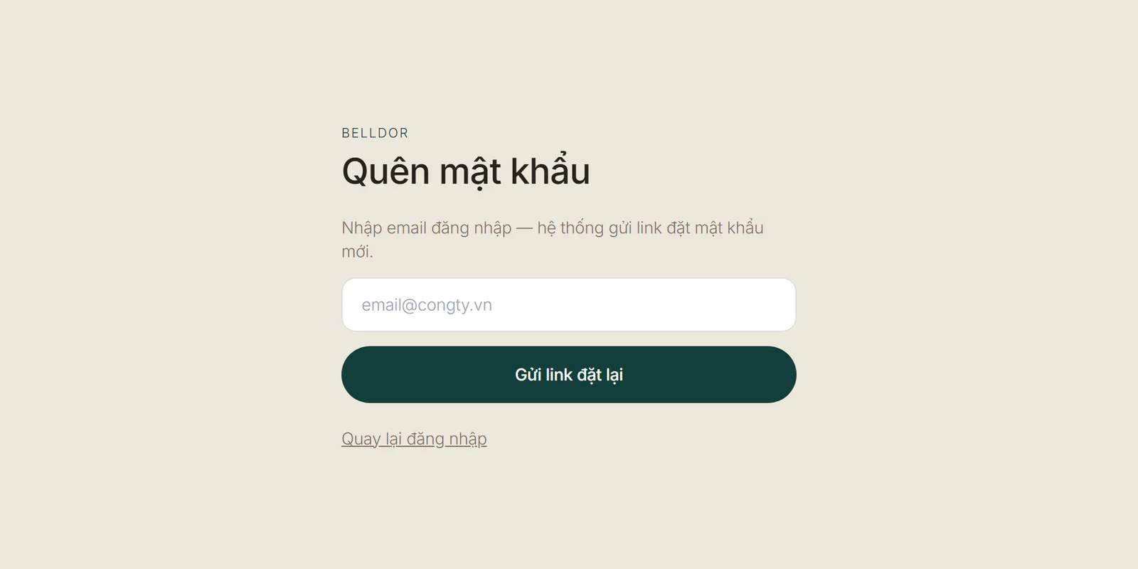 Màn Quên mật khẩu, ô nhập email